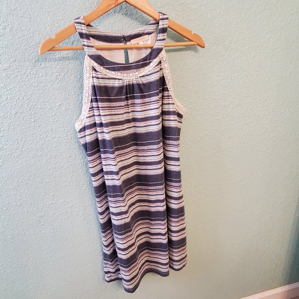 Skies are Blue Dress - Blue striped dress - size large